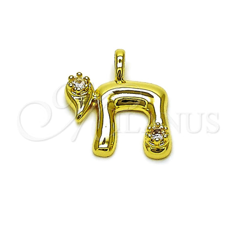 Dije Religioso 05.459.0042 Oro Laminado, Diseño de Judaica, con Zirconia Cubica Blanca, Pulido, Tono Dorado