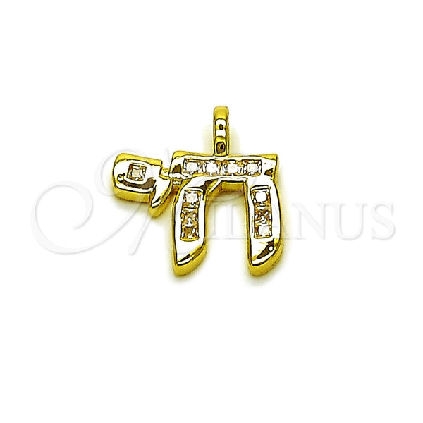 Dije Religioso 05.459.0035 Oro Laminado, Diseño de Judaica, con Zirconia Cubica Blanca, Pulido, Tono Dorado
