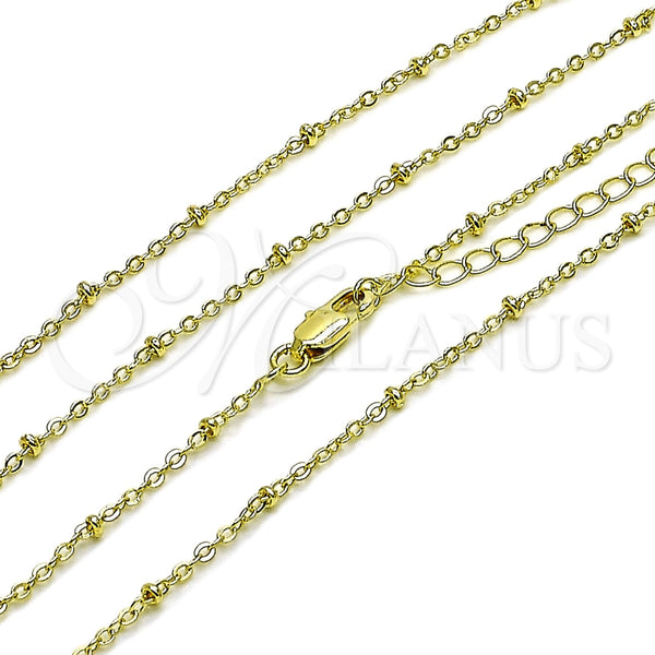 Gargantilla Basica 04.213.0339.22 Oro Laminado, Diseño de Box y Bola, Pulido, Tono Dorado (Grosor 01 MM, 22 Pulgadas de Largo)