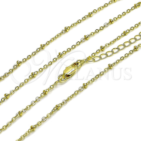 Gargantilla Basica 04.213.0339.22 Oro Laminado, Diseño de Box y Bola, Pulido, Tono Dorado (Grosor 01 MM, 22 Pulgadas de Largo)