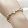 Pulsera Tennis 03.284.0066.07 Oro Laminado, Diseño de Corazón, con Zirconia Cubica Blanca, Pulido, Tono Dorado (Grosor 08.2 MM, 8 Pulgadas de Largo)