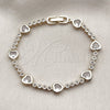 Pulsera Tennis 03.284.0066.07 Oro Laminado, Diseño de Corazón, con Zirconia Cubica Blanca, Pulido, Tono Dorado (Grosor 08.2 MM, 8 Pulgadas de Largo)