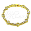 Pulsera Tennis 03.284.0066.07 Oro Laminado, Diseño de Corazón, con Zirconia Cubica Blanca, Pulido, Tono Dorado (Grosor 08.2 MM, 8 Pulgadas de Largo)