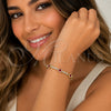 Pulsera Tennis 03.284.0066.1.07 Oro Laminado, Diseño de Corazón, con Zirconia Cubica Granate y Blanca, Pulido, Tono Dorado (Grosor 08.2 MM, 8 Pulgadas de Largo)