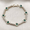 Pulsera Tennis 03.284.0066.2.07 Oro Laminado, Diseño de Corazón, con Zirconia Cubica Verde y Blanca, Pulido, Tono Dorado (Grosor 08.2 MM, 8 Pulgadas de Largo)