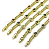 Pulsera Tennis 03.284.0066.2.07 Oro Laminado, Diseño de Corazón, con Zirconia Cubica Verde y Blanca, Pulido, Tono Dorado (Grosor 08.2 MM, 8 Pulgadas de Largo)