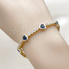 Pulsera Tennis 03.284.0066.3.07 Oro Laminado, Diseño de Corazón, con Zirconia Cubica Zafiro Azul y Blanca, Pulido, Tono Dorado (Grosor 08.2 MM, 8 Pulgadas de Largo)