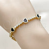 Pulsera Tennis 03.284.0066.4.07 Oro Laminado, Diseño de Corazón, con Zirconia Cubica Negro y Blanca, Pulido, Tono Dorado (Grosor 08.2 MM, 8 Pulgadas de Largo)
