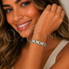 Pulsera Tennis 03.283.0580.07 Rodio Laminado, con Micro Pave Blanca, Pulido, Rodinado (Grosor 08.6 MM, 8 Pulgadas de Largo)