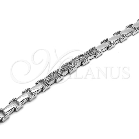 Pulsera Tennis 03.283.0581.07 Oro Laminado, Diseño de Hebilla del Cinturón, con Micro Pave Blanca, Pulido, Tono Dorado (Grosor 06.5 MM, 8 Pulgadas de Largo)