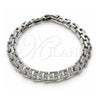 Pulsera Tennis 03.283.0582.07 Oro Laminado Blanco, con Zirconia Cubica Blanca, Pulido, Rodinado (Grosor 07.6 MM, 8 Pulgadas de Largo)
