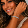 Pulsera Tennis 03.283.0583.07 Oro Laminado Blanco, con Zirconia Cubica Blanca, Pulido, Rodinado (Grosor 07 MM, 8 Pulgadas de Largo)