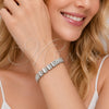Pulsera Elegante 03.283.0300.1.07 Rodio Laminado, con Micro Pave Blanca, Pulido, Rodinado (Grosor 08 MM, 8 Pulgadas de Largo)