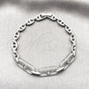 Pulsera Tennis 03.283.0584.07 Rodio Laminado, Diseño de Paperclip y Puff Mariner, con Zirconia Cubica Blanca, Pulido, Rodinado (Grosor 06 MM, 8 Pulgadas de Largo)