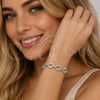 Pulsera Elegante 03.283.0556.1.07 Rodio Laminado, con Micro Pave Blanca, Pulido, Rodinado (Grosor 12 MM, 7 Pulgadas de Largo)