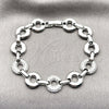 Pulsera Elegante 03.283.0556.1.07 Rodio Laminado, con Micro Pave Blanca, Pulido, Rodinado (Grosor 12 MM, 7 Pulgadas de Largo)