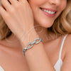 Pulsera Elegante 03.283.0575.1.07 Rodio Laminado, Diseño de Hebilla del Cinturón y Gota, con Zirconia Cubica Blanca, Pulido, Rodinado (Grosor 07.3 MM, 8 Pulgadas de Largo)