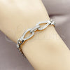 Pulsera Elegante 03.283.0575.1.07 Rodio Laminado, Diseño de Hebilla del Cinturón y Gota, con Zirconia Cubica Blanca, Pulido, Rodinado (Grosor 07.3 MM, 8 Pulgadas de Largo)