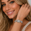 Pulsera Elegante 03.283.0586.07 Rodio Laminado, Diseño de Mariposa y Puff Mariner, con Zirconia Cubica Blanca y Micro Pave Blanca, Pulido, Rodinado (Grosor 06.5 MM, 8 Pulgadas de Largo)