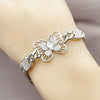 Pulsera Elegante 03.283.0586.07 Rodio Laminado, Diseño de Mariposa y Puff Mariner, con Zirconia Cubica Blanca y Micro Pave Blanca, Pulido, Rodinado (Grosor 06.5 MM, 8 Pulgadas de Largo)