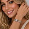 Pulsera Elegante 03.283.0587.07 Rodio Laminado, Diseño de Puff Mariner y Miami Cubana, con Zirconia Cubica Blanca, Pulido, Rodinado (Grosor 07.2 MM, 8 Pulgadas de Largo)