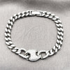 Pulsera Elegante 03.283.0587.07 Rodio Laminado, Diseño de Puff Mariner y Miami Cubana, con Zirconia Cubica Blanca, Pulido, Rodinado (Grosor 07.2 MM, 8 Pulgadas de Largo)