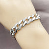 Pulsera Tennis 03.283.0588.08 Rodio Laminado, Diseño de Miami Cubana, con Micro Pave Blanca, Pulido, Rodinado (Grosor 12 MM, 8 Pulgadas de Largo)