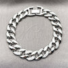 Pulsera Tennis 03.283.0588.08 Rodio Laminado, Diseño de Miami Cubana, con Micro Pave Blanca, Pulido, Rodinado (Grosor 12 MM, 8 Pulgadas de Largo)