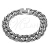 Pulsera Tennis 03.283.0588.08 Rodio Laminado, Diseño de Miami Cubana, con Micro Pave Blanca, Pulido, Rodinado (Grosor 12 MM, 8 Pulgadas de Largo)