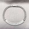 Pulsera Elegante 03.283.0093.2.07 Rodio Laminado, Diseño de Baguette y Miami Cubana, con Zirconia Cubica Blanca, Pulido, Rodinado (Grosor 05 MM, 7 Pulgadas de Largo)