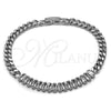 Pulsera Elegante 03.283.0093.2.07 Rodio Laminado, Diseño de Baguette y Miami Cubana, con Zirconia Cubica Blanca, Pulido, Rodinado (Grosor 05 MM, 7 Pulgadas de Largo)