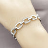 Pulsera Tennis 03.283.0589.07 Rodio Laminado, Diseño de Hebilla del Cinturón, con Zirconia Cubica Blanca, Pulido, Rodinado (Grosor 09.8 MM, 8 Pulgadas de Largo)