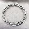 Pulsera Tennis 03.283.0589.07 Rodio Laminado, Diseño de Hebilla del Cinturón, con Zirconia Cubica Blanca, Pulido, Rodinado (Grosor 09.8 MM, 8 Pulgadas de Largo)