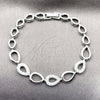 Pulsera Elegante 03.283.0590.07 Rodio Laminado, Diseño de Gota, con Zirconia Cubica Blanca, Pulido, Rodinado (Grosor 08.2 MM, 8 Pulgadas de Largo)