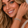 Pulsera Elegante 03.283.0033.1.07 Rodio Laminado, Diseño de Puff Mariner, con Micro Pave Blanca, Pulido, Rodinado (Grosor 06.8 MM, 7 Pulgadas de Largo)