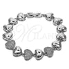 Pulsera Tennis 03.283.0467.1.07 Rodio Laminado, Diseño de Corazón, con Micro Pave Blanca, Pulido, Rodinado (Grosor 11.4 MM, 7 Pulgadas de Largo)