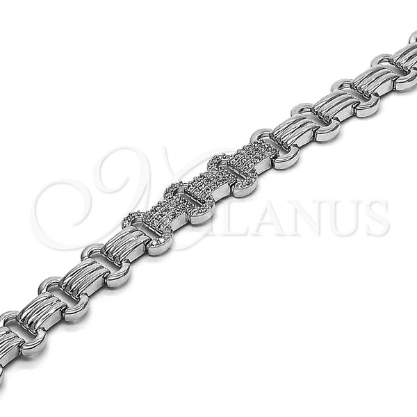 Pulsera Tennis 03.283.0591.07 Rodio Laminado, con Micro Pave Blanca, Pulido, Rodinado (Grosor 10.1 MM, 7 Pulgadas de Largo)