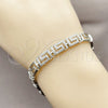 Pulsera Elegante 03.283.0056.1.07 Rodio Laminado, Diseño de Llave Griega, con Micro Pave Blanca, Pulido, Rodinado (Grosor 07.4 MM, 8 Pulgadas de Largo)