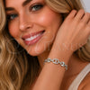 Pulsera Elegante 03.283.0592.07 Rodio Laminado, Diseño de Puff Mariner, con Zirconia Cubica Blanca, Pulido, Rodinado (Grosor 08.8 MM, 8 Pulgadas de Largo)