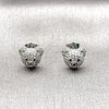 Arete Dormilona 02.341.0146.1 Rodio Laminado, Diseño de Osito, con Micro Pave Blanca, Pulido, Rodinado