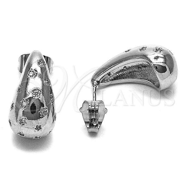 Arete Dormilona 02.283.0143.1 Rodio Laminado, Diseño de Gota y Estrella, con Zirconia Cubica Blanca, Pulido, Rodinado