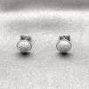 Arete Dormilona 02.283.0421 Rodio Laminado, con Micro Pave Blanca, Pulido, Rodinado