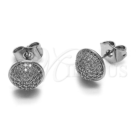 Arete Dormilona 02.283.0421 Rodio Laminado, con Micro Pave Blanca, Pulido, Rodinado