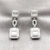 Arete Largo 02.346.0024 Rodio Laminado, Diseño de Cluster y Baguette, con Zirconia Cubica Blanca y Micro Pave Blanca, Pulido, Rodinado