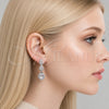 Arete Largo 02.346.0025 Rodio Laminado, Diseño de Gota y Cluster, con Zirconia Cubica Blanca y Micro Pave Blanca, Pulido, Rodinado