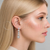 Arete Largo 02.346.0028 Rodio Laminado, Diseño de Gota y Baguette, con Zirconia Cubica Blanca y Micro Pave Blanca, Pulido, Rodinado