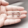 Argolla Huggie 02.310.0124.14 Rodio Laminado, con Zirconia Cubica Rubi y Micro Pave Blanca, Pulido, Rodinado