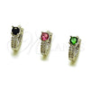 Argolla Huggie 02.310.0124.14 Rodio Laminado, con Zirconia Cubica Rubi y Micro Pave Blanca, Pulido, Rodinado