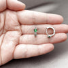 Argolla Huggie 02.310.0124.1.14 Rodio Laminado, con Zirconia Cubica Verde y Micro Pave Blanca, Pulido, Rodinado