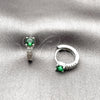 Argolla Huggie 02.310.0124.1.14 Rodio Laminado, con Zirconia Cubica Verde y Micro Pave Blanca, Pulido, Rodinado